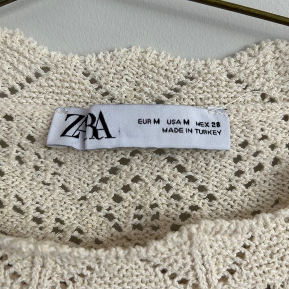 Zara knit lace top, off white, long sleeves - Picture 2 of 10